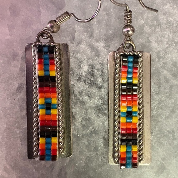 Authentic Navajo Beaded Earrings - Picture 3 of 5